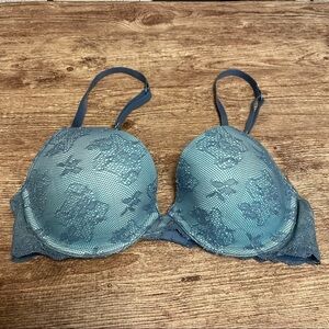 Victoria's Secret Blue Lace Biofit Demi Uplift Bra